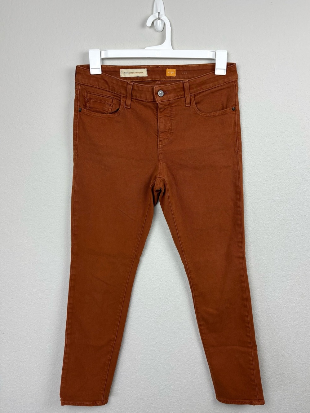 Anthropology Pilcro and the Letterpress Burnt Orange Mid Rise Skinny Jeans 30